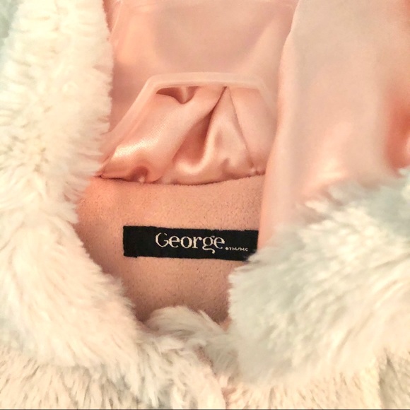 George White Cozy Furry Baby Girl Winter Peacoat - Picture 4 of 7